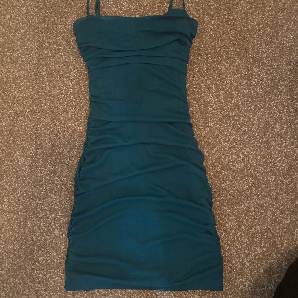 Teal Gigi Mesh Mini Dress - Garage - Picture 2 of 3